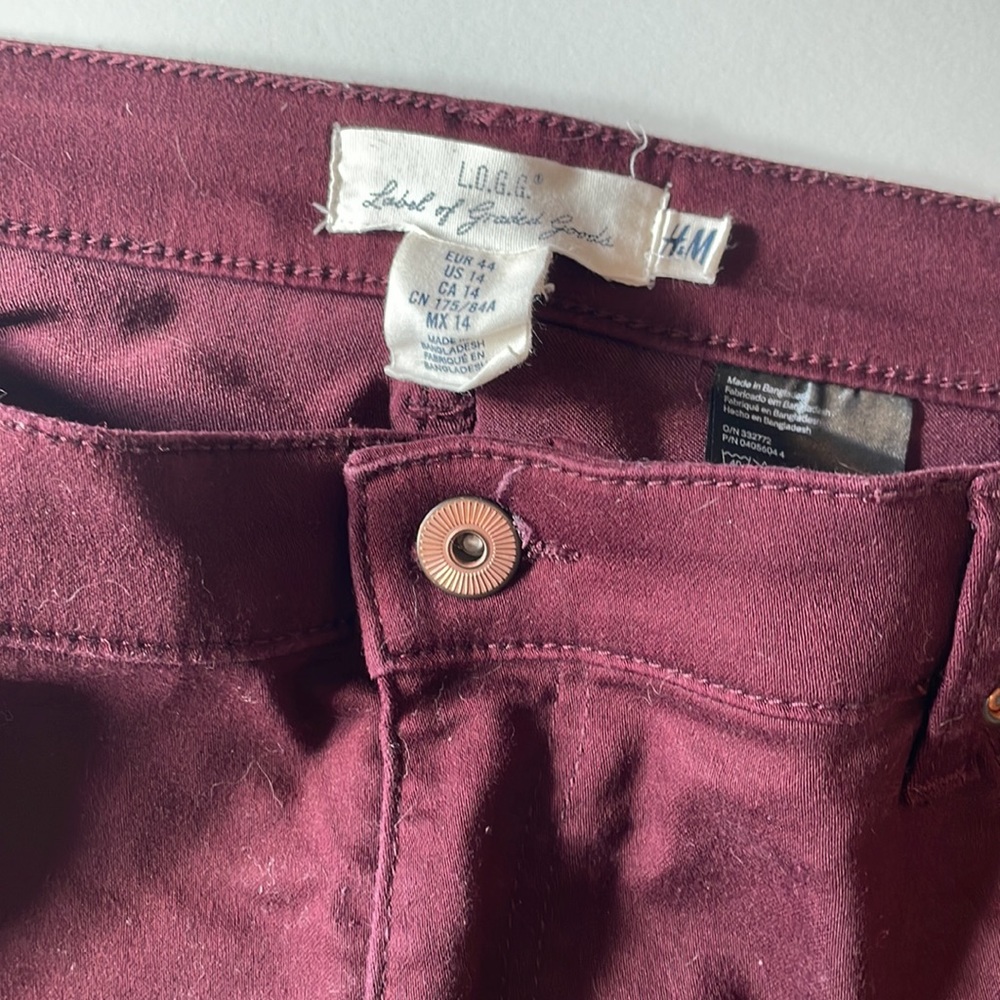 H&M LOGG Maroon High Rise Skinny - Picture 2 of 5